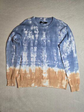 XRAY Jeans Men's XL Knit Crew Neck Pullover Sweater Blue/Tan Tie-Dye Ribbe